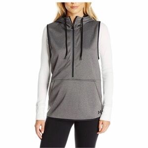 Under Armour ColdGear Sleeveless Hoodie Vest Gray S – Half Zip Athletic Layer